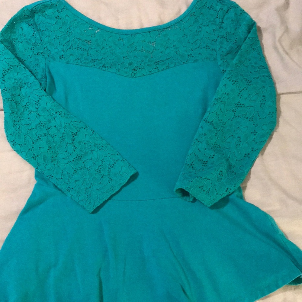 Express Peplum top with lace sleeves
